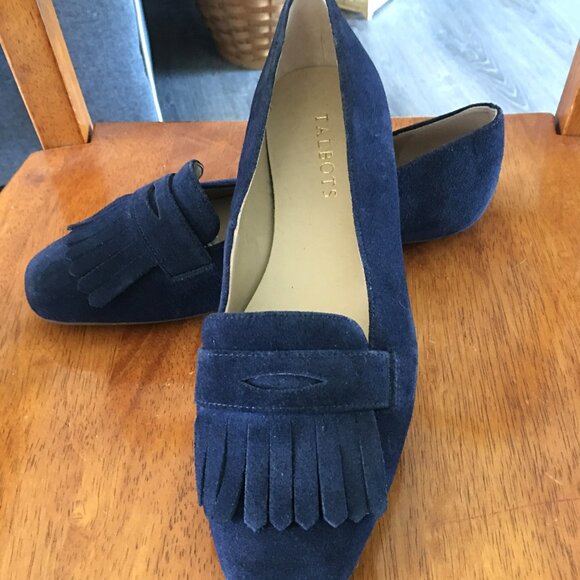 Talbots Becca Kiltie Driving Moccasins Size 8.5 M in Navy Suede New! - Picture 1 of 5